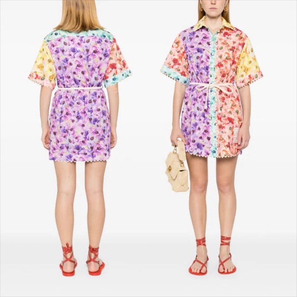 Zimmerman lightburst button down belted floral mini dress NO OFFERS - Picture 6 of 12